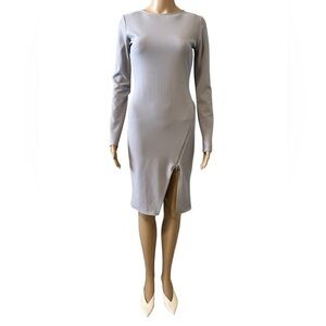 Missguided Elegant Gray Long Sleeve Dress